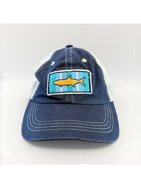 True Flies Mens Blue Fish Patch Adjustable Strapback Hat Mesh Baseball Cap